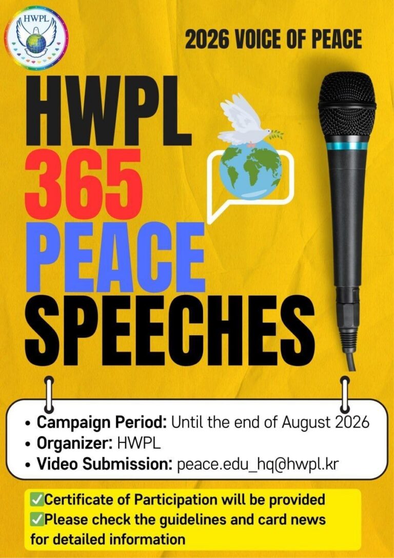 Successful End to 1st &lsquo;365 Peace Relay Speech&rsquo;: &lsquo;One-Minute Voices, 6 Nations United in Peace&rsquo;: Citizens from 6 Nations Scarred by Armed Conflict, Spreading Peace Messages